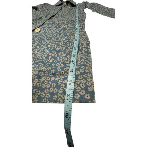 Twinkle By Wenlan Jacket Womens Size Medium Blue Floral Textured Long Overcoat . - Picture 2 of 9